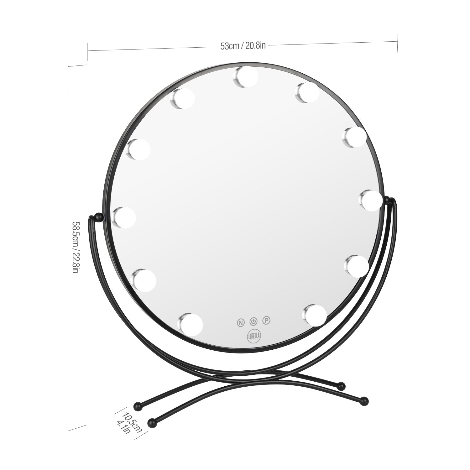 LURELLA COSMETICS 11 Bulb Round Vanity Mirror - Jet Black