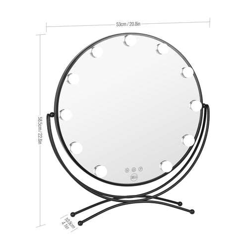 LURELLA COSMETICS 11 Bulb Round Vanity Mirror - Jet Black