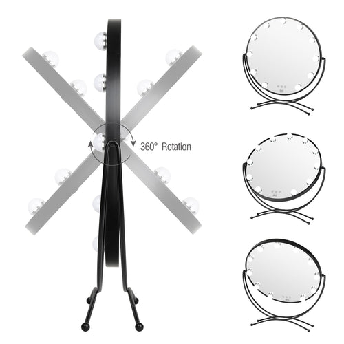 LURELLA COSMETICS 11 Bulb Round Vanity Mirror - Jet Black