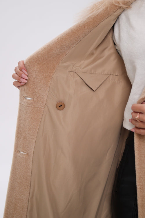 Genuine Lama Fur Virgin Wool Coat