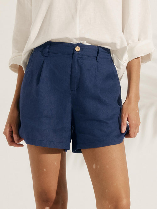 100% Linen Pleated Shorts ELLEN