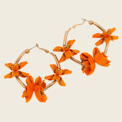 Sunny Blossom Hoop Earrings – Gold Flower Hoop Earrings