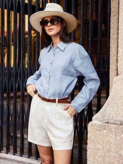 100% Linen Pleated Shorts ELLEN