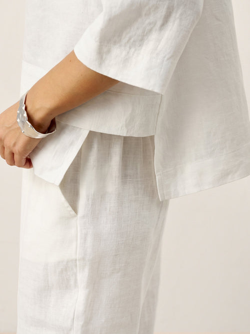 100% Linen Drop Shoulder Asymmetric Layered Hem Overtop VIOLA