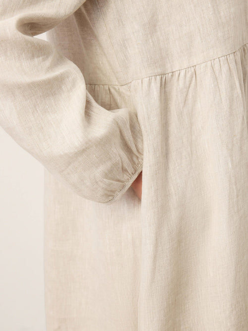 100% Linen Sculpted-Hood Caftan Midi Dress LINETTE