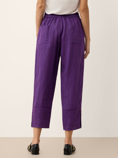 100% Linen Artisan Button Tapered Pants KATHERINE