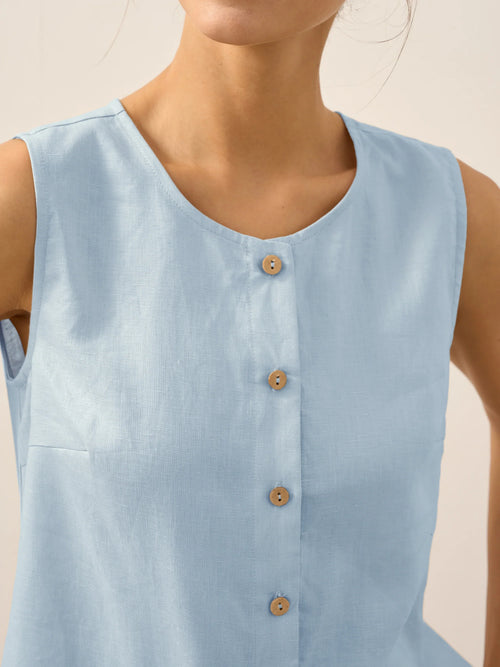 100% Linen Button-Down Tank Top ERIN