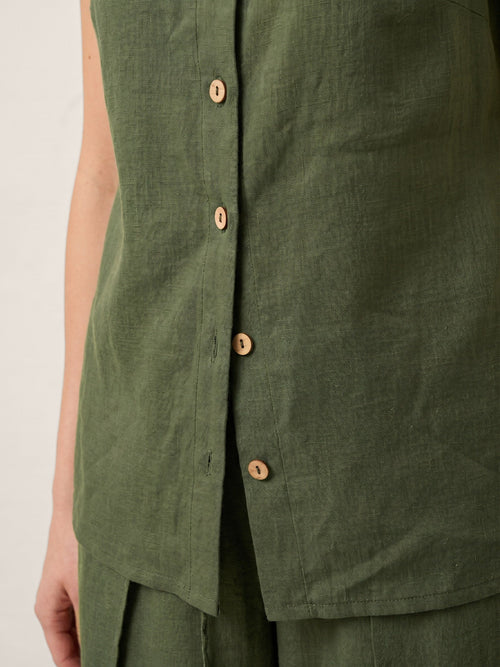 100% Linen Button-Down Tank Top ERIN