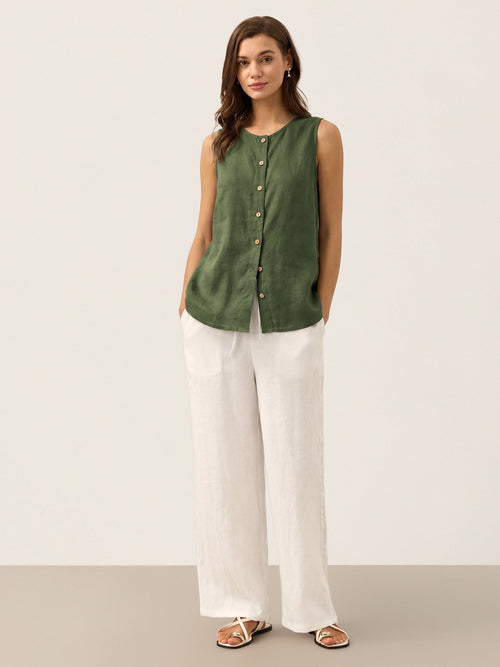 100% Linen Button-Down Tank Top ERIN