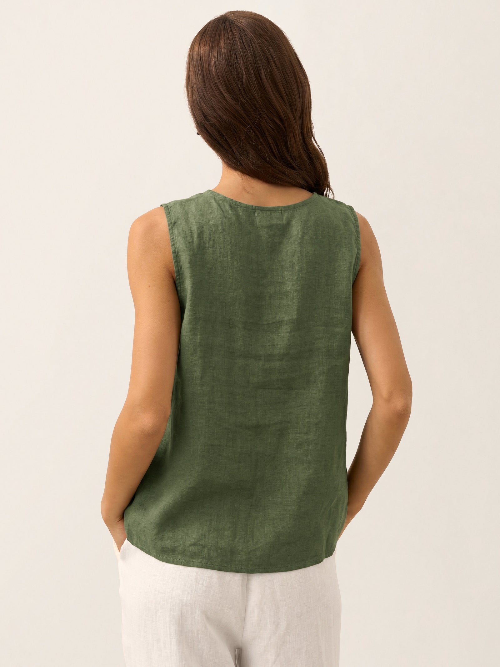 100% Linen Button-Down Tank Top ERIN