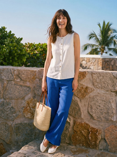 100% Linen Button-Down Tank Top ERIN