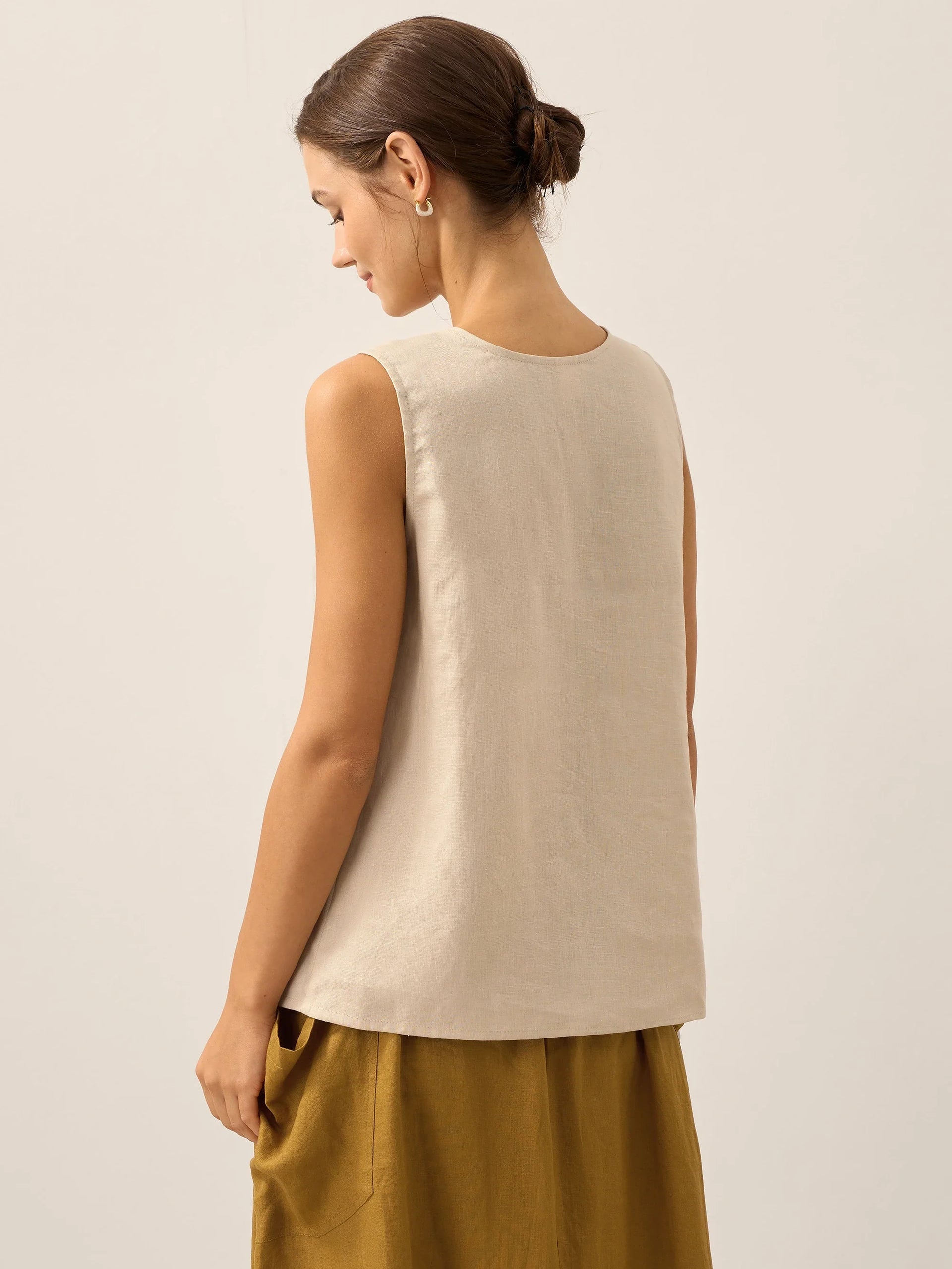 100% Linen Button-Down Tank Top ERIN
