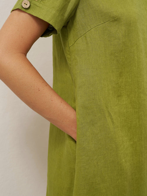 100% Linen Eyelet Short Sleeve Mini Dress LIA