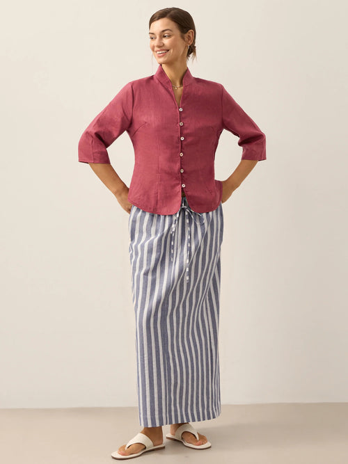 100% Linen Hand Button Fitted Jacket AMELIA