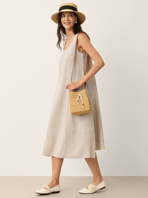 100% Linen Swing Beach Tank Dress GIANA