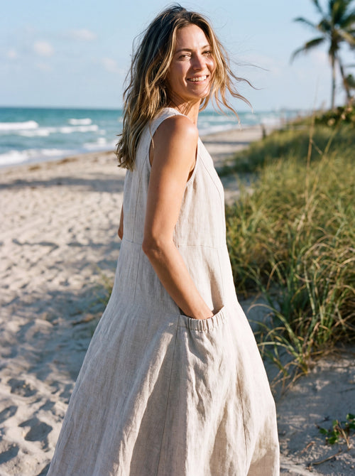 100% Linen Swing Beach Tank Dress GIANA