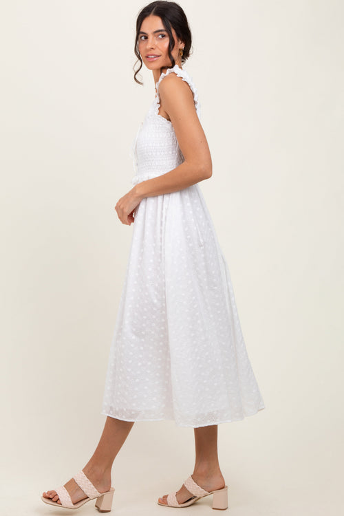 White Eyelet Sleeveless Midi Dress