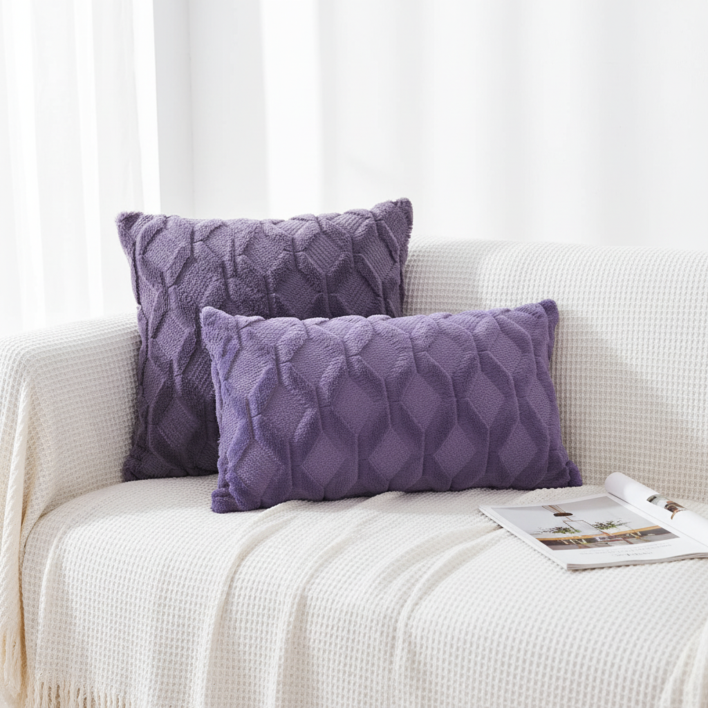 Pack of 2 bundle One 18"x18" with a matching color of one 12"x20" Square and rectangle combo set throw pillow covers with inserts