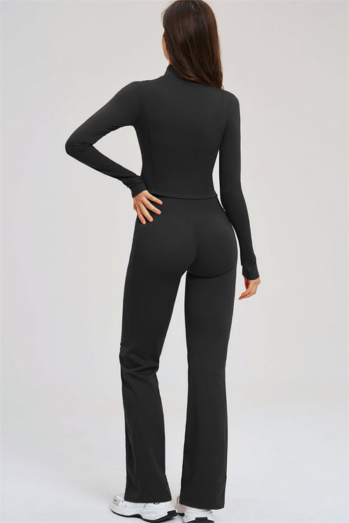 The Sizzle Zip Jacket Sports Bra Flared Leggings 3-Piece Set