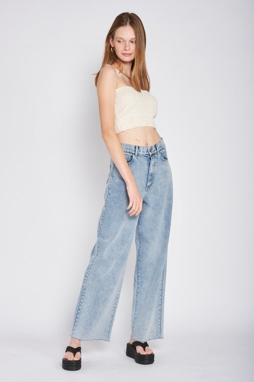 ELASTIC WAISTBAND FRINGED TUBE TOP