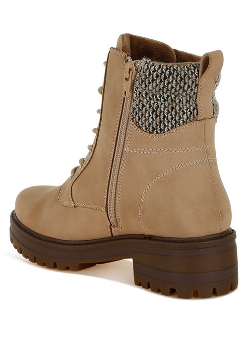 RAG & Co. Mahisha Zip-Up Hiker Boots in Taupe, Black & Beige