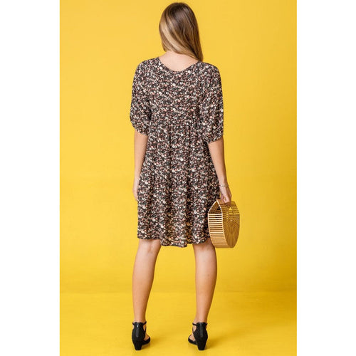 EG FASHION Floral Ditsy Tiered Dress