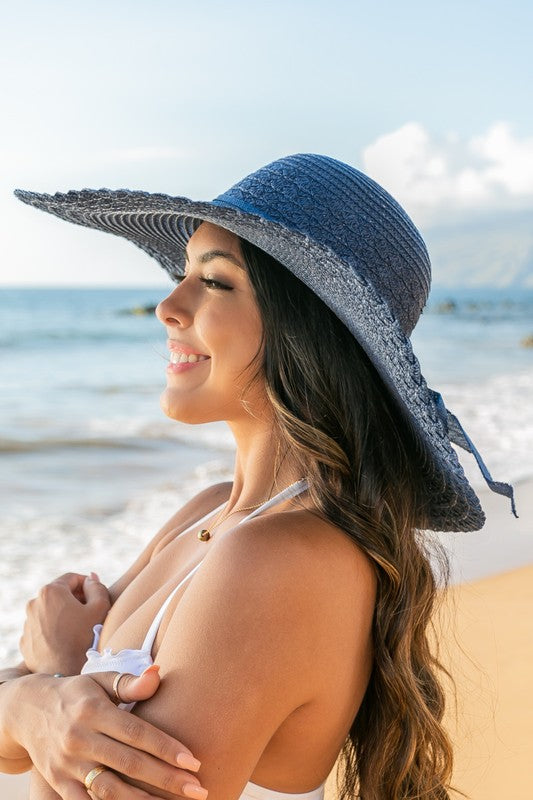 AILI'S CORNER Scallop Edge Bow Accent Sunhat