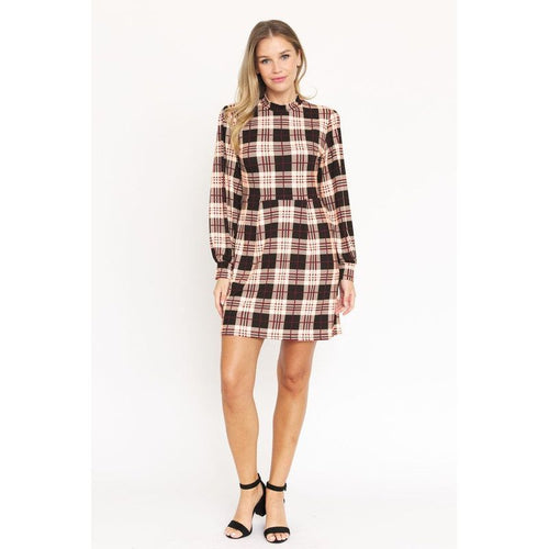 EG FASHION High Neck Plaid Sheath Dress