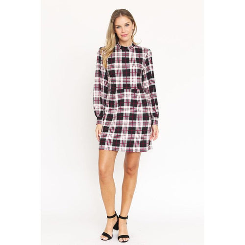EG FASHION High Neck Plaid Sheath Dress
