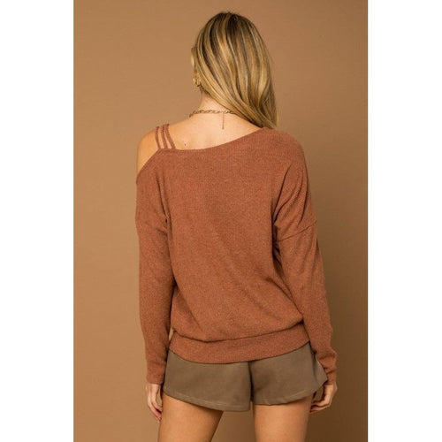 GILLI L/S ONE SHOULDER STRAP TOP