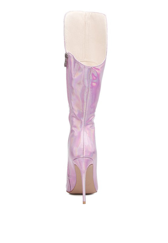 RAG & Co. Women's Forbidden Gold Stud Leather Stiletto Calf Boots