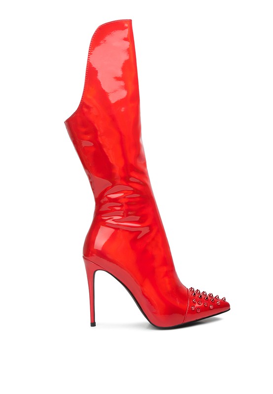 RAG & Co. Women's Forbidden Gold Stud Leather Stiletto Calf Boots