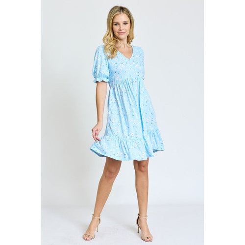 EG FASHION Plus-size Ruffle Floral V-Neck Midi Dress