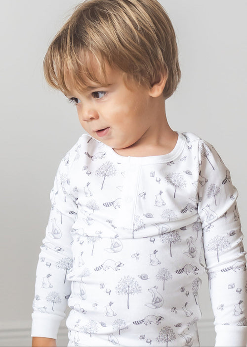 Gray Raccoon Pima Long Pajama Set