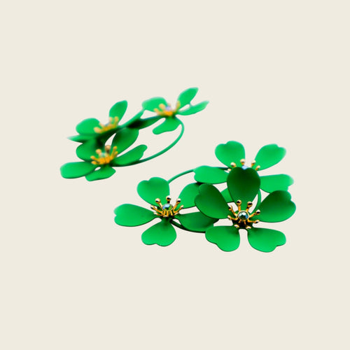 Green Blooms Earrings – Luxury Green Floral Statement Earrings
