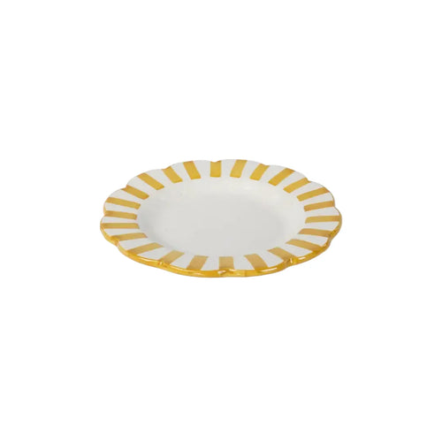 Ceramic stripe Salad Plate, Yellow- 8.25x 8.25 x 1.25 Inches