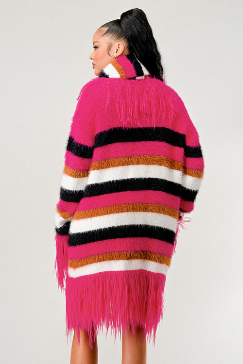Winter Blush Fuzzy Striped Sweater