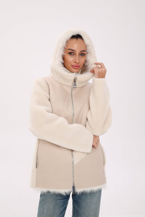 ⇆ Reversible Hooded Wool Blend Jacket