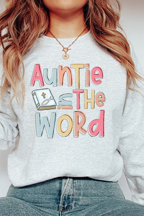 Cali Women's "Auntie in the Word" Religious Graphic Sweatshirt