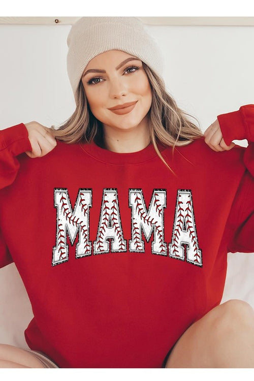 COLOR BEAR Baseball Mama Oversized Graphic Fleece Sweatshirts