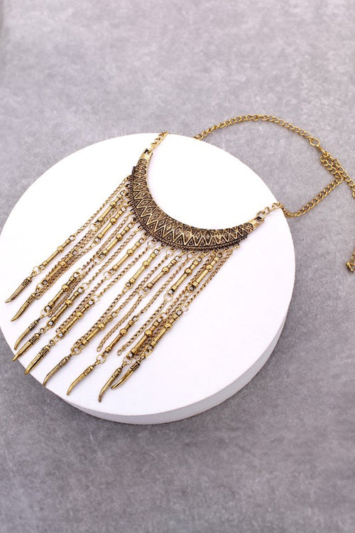 BELLA CHIC Textured Dangle Boho Necklace & Earring Set