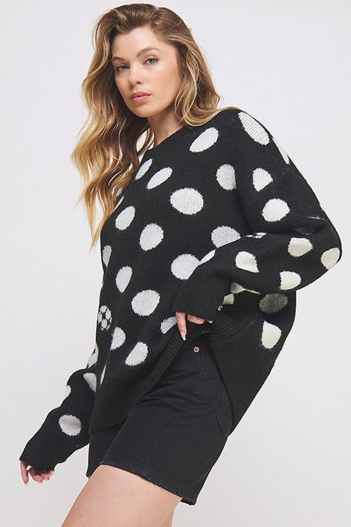 JADE by JANE Women's Polka Dot & Soccer Ball Knit Sweater