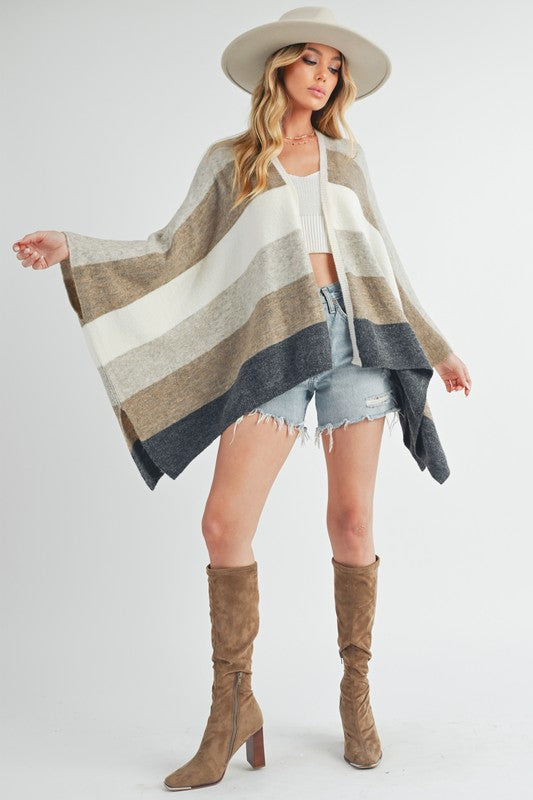 AEMI & Co. Women's Zuri Multi Poncho Cardigan
