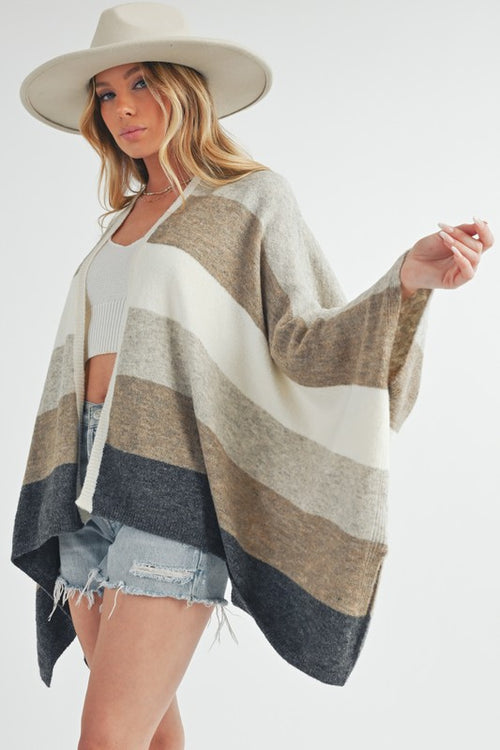 AEMI & Co. Women's Zuri Multi Poncho Cardigan