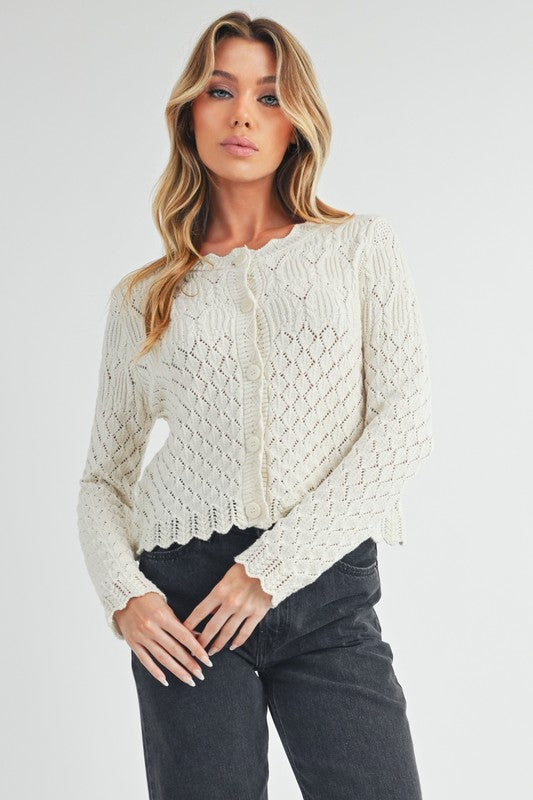 AEMI & Co. Women's Knit Ivory Yvonne Cardigan