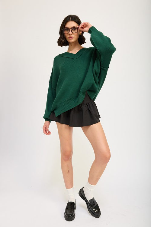 Emory Park Women's Oversized V-Neck Knit Sweater