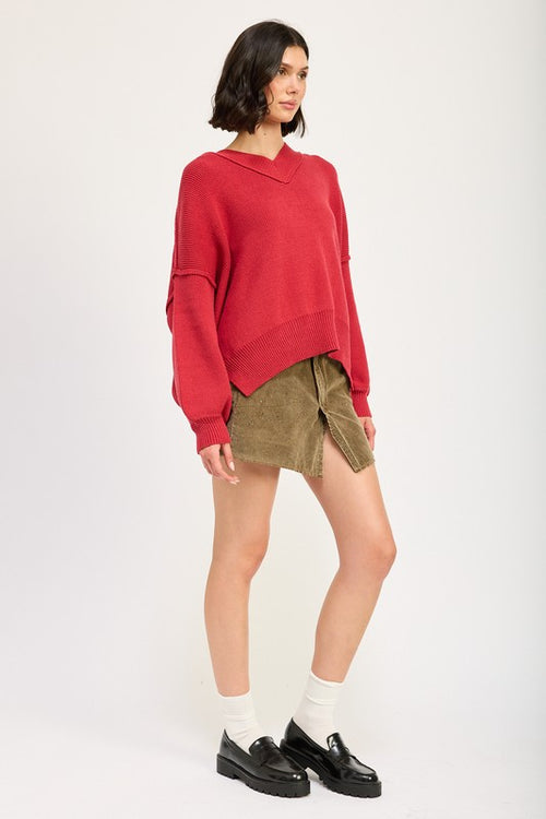 Emory Park Women's Oversized V-Neck Knit Sweater