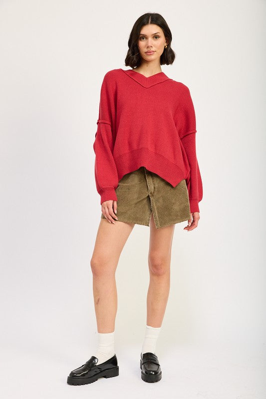 Emory Park Women's Oversized V-Neck Knit Sweater