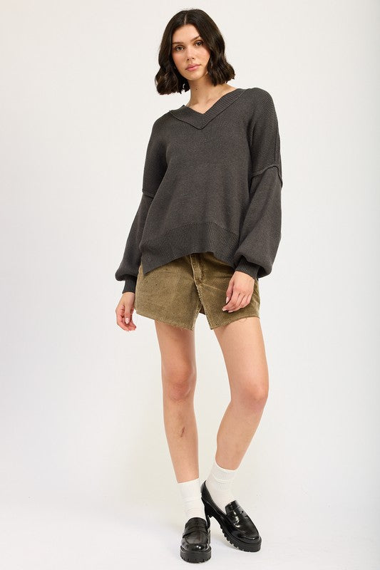 Emory Park Women's Oversized V-Neck Knit Sweater