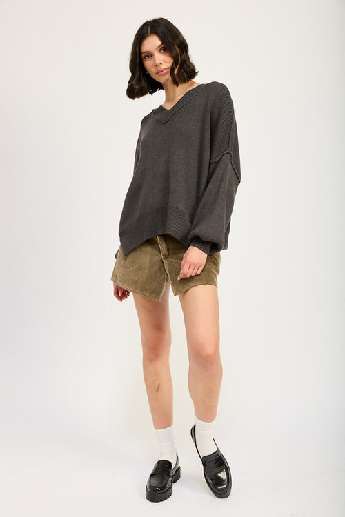 Emory Park Women's Oversized V-Neck Knit Sweater